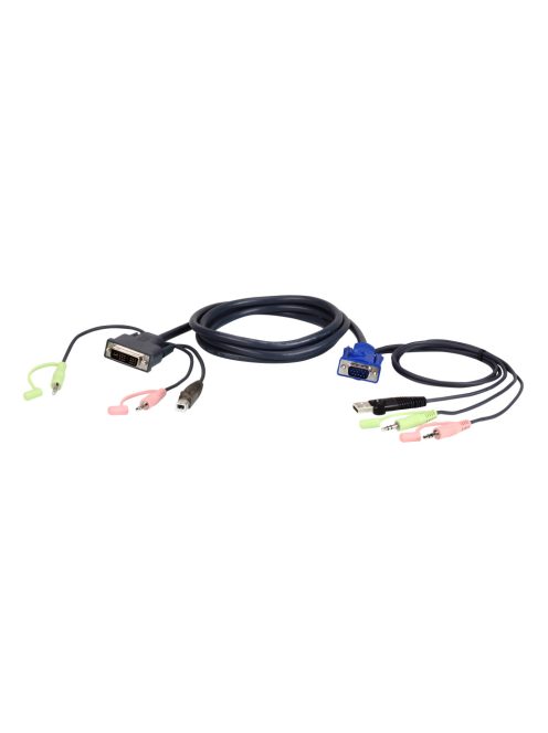 ATEN KVM Kábel USB VGA-DVI-I Audio,   3m - 2L-7DX3U
