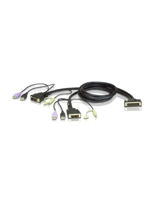 ATEN Kábel Single-Link DVI KVM audióval, 1,2m - LIN7-32W3-G11G