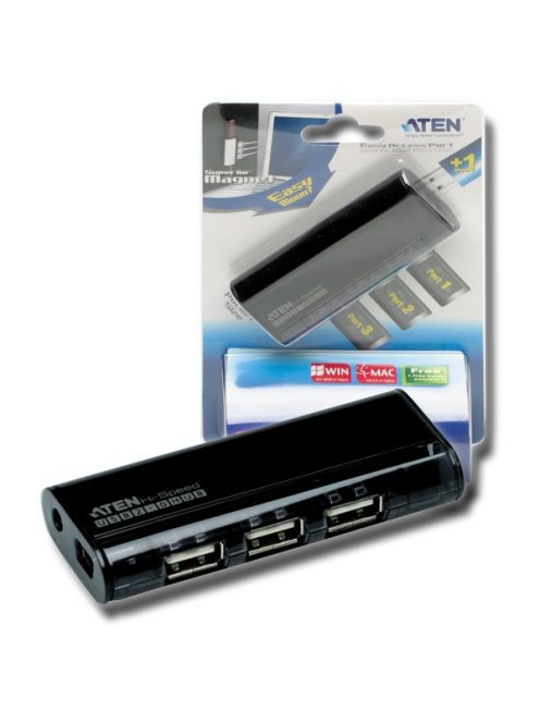 ATEN HUB USB 2.0, 4 port, aktív, fekete - UH284Q9