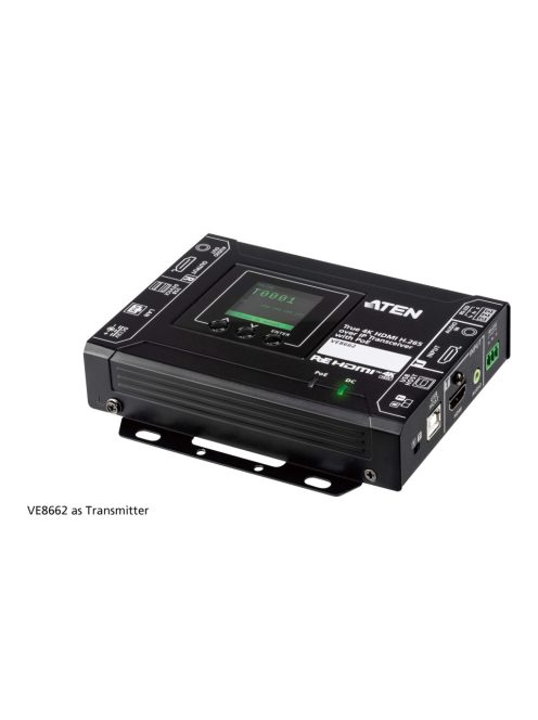 ATEN Extender True 4K@60Hz, over IP, Transceiver, H.265, USB, RS-232, HDMI, 100m  - VE8662-AT-G