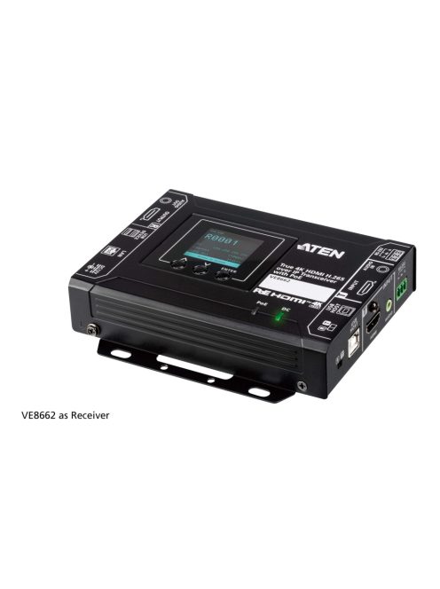 ATEN Extender True 4K@60Hz, over IP, Transceiver, H.265, USB, RS-232, HDMI, 100m  - VE8662-AT-G
